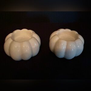 Ceramic White Pumpkin Candle Holders Decor Accent Piece Farmhouse Style